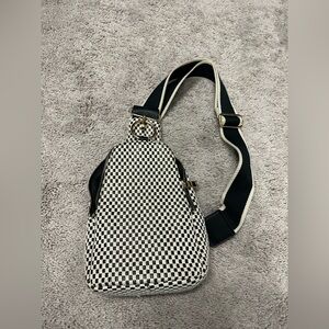 Checkered Sling Bag with Adjustable Strap